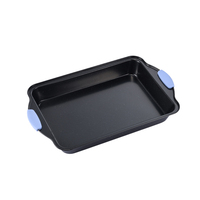 Vente flash : Moule à gâteau rectangulaire en acier au carbone antiadhésif avec poignées en silicone, épaisseur 0,4 mm, compatible lave-vaisselle et four, élégant