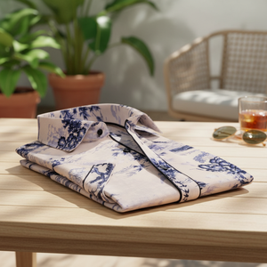 Camisa de pierna corta para hombre, camisa con tonos azules - Product Image 3