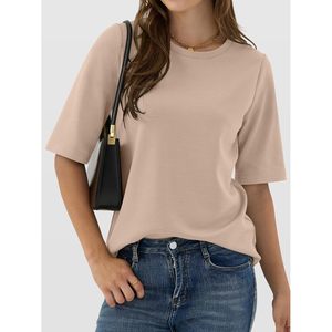Camiseta de Manga Corta para Mujer FOXA, Cuello Redondo, Básica, de Algodón Suave, Antiarrugas, Informal, para Verano - Product Image 3