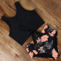 XCYL-200007 Dames Sexy High-Leg 2-delige Bikini Zwemkleding met Printdesign, Anti-UV & Snel Droogend, OEM Merk Zwempakken