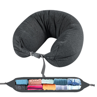Oreiller de voyage en forme de U rechargeable, à remplir avec des vêtements, taille moyenne/grande |   Sac de rangement pour oreiller d'avion, pratique pour les voyages