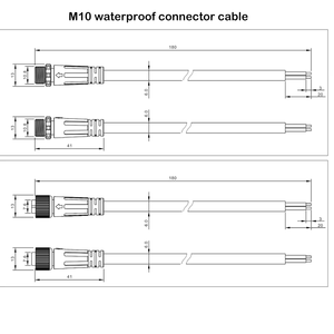 耐候性M12 IP67 12V防水電源コネクタケーブル 2ピン銅芯 自動車用LED照明向け - Product Image 5