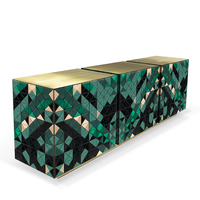 Credenza Moderna in Metallo per Sala da Pranzo e Soggiorno, Design Contemporaneo Bifacciale con Base in Ottone Spazzolato