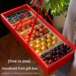 IMEE Scatola Regalo Rettangolare di Alta Gamma per Frutta, Fragole, Ciliegie, Mango, Confezione Dolce con Manico in Rosso e Nero - Product Image 2
