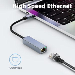 Điện thoại di động máy tính xách tay máy tính bảng PVC Áo khoác nylon bện dây 3A nhanh Sạc Cáp Adapter USB Type-C <span class=keywords><strong>Ethernet</strong></span> RJ45 connecter - Product Image 4