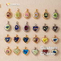 YIMEILI & Vintage – Breloques ouvrables en cuivre plaqué or pour photos, pendentifs médaillons en émail en forme de fleur pour bijoux DIY