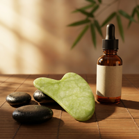 Planche de massage Gua Sha en jade Xiuyan naturel en forme de cœur pour le visage et le corps, outil de soin de la peau, lifting facial, raffermissement cutané