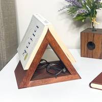 Serre-livres personnalisé en bois massif, support de livre triangulaire en bois pour table de chevet, marque-page en bois