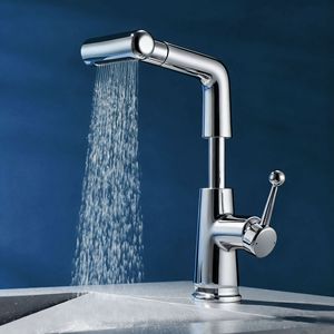 Grifo de lavabo monomando con válvula cerámica, rociador extraíble, montaje en cubierta, un solo orificio - Product Image 3