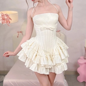 Nouvelles robes bouffantes pour femmes avec nœud et motif arêtes de poisson, à nouer, avec short intégré, tendance - Product Image 2