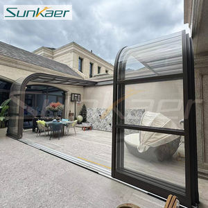 Couverture de <span class=keywords><strong>piscine</strong></span> rétractable personnalisée en polycarbonate et aluminium Sunkaer SK-S02, fonctionnement manuel, garantie 10 ans, résistance au vent de 150 km/h - Product Image 2