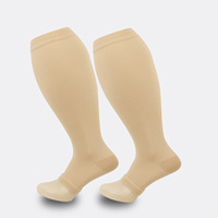 Chaussettes de compression unisexe grande taille 3XL et 4XL pour mollets fins, respirantes, à bout ouvert (1 paire)