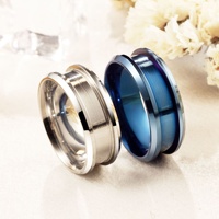 Anneaux en acier inoxydable creux en résine personnalisée pour bijoux DIY, plaqués or/noir/or rose, bijoux de mode pour hommes, bague de bande