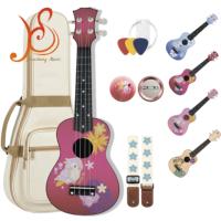 Ukulele pour enfants débutants HUASHENG avec 4 cordes, finition polie, dos/côtés en érable, touche en ébène - Cadeau éducatif musical