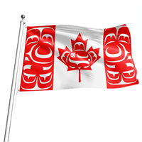 Drapeau autoportant du Canada Indien 100 % polyester 3x5 pieds, écologique, avec deux œillets et mât de drapeau – Offre spéciale