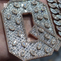 Liontin Mewah Berlian Moissanite Bentuk Marquise VVS untuk Hadiah Pesta, Model Angka Q, Full Iced Out, Perhiasan Khusus Pria Rapper Hip Hop