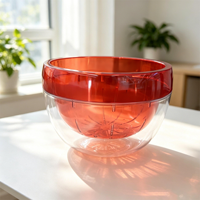Maceta Moderna Transparente Roja Vibrante con Autorriego, Maceta Doble Capa Transparente para Decoración de Interiores, Hogar y Oficina