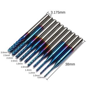 Ensemble de micro fraises en carbure 1/<span class=keywords><strong>8</strong></span> "tige CNC mèches de routeur 0.8mm à 3.0mm TiAlN enduit fraises pour PCB bois plastique et acrylique - Product Image 1
