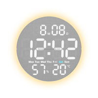 Reloj de Pared Digital LED Grande con Luz Nocturna, Temporizador de Cuenta Regresiva, Calendario Electrónico, Termómetro e Higrómetro