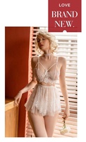Robe de nuit en dentelle brodée transparente Graceful Lingerie, tentation élégante en maille pour femmes