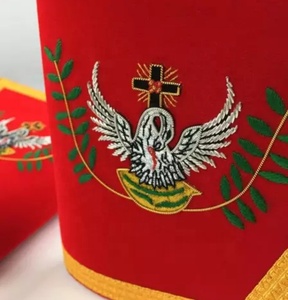 Masonic Rose Croix 18th Degree Set Embroidered <b>Leather</b> <b>Apron</b> Gauntlets Collar with Magnetic Feature and Sew-on Badge - Product Image 4