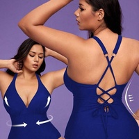 Maillot de bain une pièce dos nu amincissant pour femme, en nylon noir et bleu, grandes tailles L à 4XL, le plus vendu