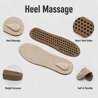 Semelles rehaussantes en PU écologiques pour chaussures habillées, souples, respirantes, en maille perforée, avec coussin de ventilation et coussinet de massage du talon