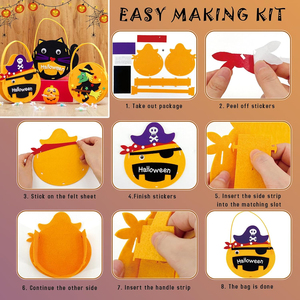 Kit <span class=keywords><strong>DIY</strong></span> pour sacs de bonbons d'Halloween : Créez vos propres sacs cadeaux en feutre pour enfants, idéal pour les fêtes d'Halloween - Product Image 5