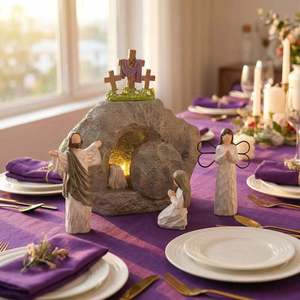 Resurrection Light Empty Tomb Easter Scene Battery Powered Indoor Decoration Prayer Scene Round Shape - Product Image 3