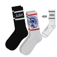 Chaussettes de sport rayées personnalisables de qualité supérieure, rayures noires et blanches, style rétro, pour la course à pied, le basketball, l'entraînement en salle de sport