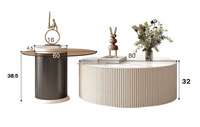 Nouvelle conception de table basse en bois avec plateau en pierre, élégante table basse de salon, style minimaliste, table d'appoint en verre, vente en gros