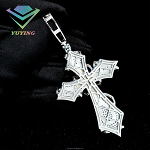 Nuevas existencias: Colgante de cruz de moissanita VVS color D, chapado en oro sobre plata de ley 925, estilo Hip Hop, con incrustaciones de circonitas, pasa la prueba del diamante, para regalo. - Product Image 6