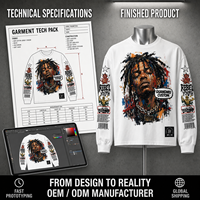 T-shirt graphique streetwear personnalisé, 100 % coton épais, coupe oversize, manches longues, fabricants de vêtements à marque privée