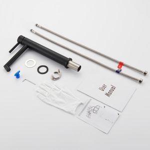 Robinet <span class=keywords><strong>mitigeur</strong></span> haut pour lavabo avec bec de 204 mm de hauteur 360 °   Robinet mélangeur pivotant à levier unique noir mat - Product Image 6