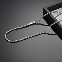 Collier chaîne en acier inoxydable unisexe 55 cm, bijoux de mode, fermoir magnétique torsadé, plaqué or 18 carats, vente en gros