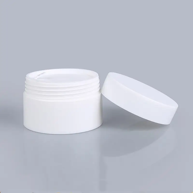 Pots de crème en plastique, récipient cosmétique avec Logo personnalisé, mat, blanc, bleu, rose, 50 pièces