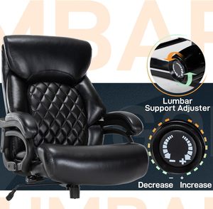 <span class=keywords><strong>Chaise</strong></span> de bureau en cuir à dossier haut avec surpiqûres en losange, noire, ergonomique, pivotante et réglable, <span class=keywords><strong>chaise</strong></span> de direction - Product Image 2