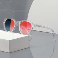 QSKY YSM8030 Lunettes de soleil de luxe 2026 personnalisées rondes à monture complète en acétate, style vintage unisexe, couleur or, verres PC, protection UV400, effet miroir