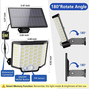 Solar Powered LED Wall Lamp Waterproof IP65 <strong>Motion</strong> <strong>Sensor</strong> <strong>Flood</strong> <strong>Lights</strong> for Garden Security Lighting - Product Image 3
