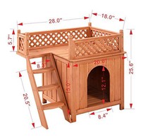 Nouvelle niche familiale en bois massif pour animaux de compagnie, utilisable en intérieur/extérieur, avec escalier, villa pour chien avec balcon, maison pour animaux de compagnie