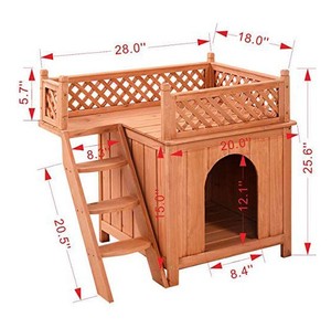 Nouvelle niche familiale en bois massif <span class=keywords><strong>pour</strong></span> animaux de compagnie, utilisable en intérieur/extérieur, avec <span class=keywords><strong>escalier</strong></span>, villa <span class=keywords><strong>pour</strong></span> <span class=keywords><strong>chien</strong></span> avec balcon, maison <span class=keywords><strong>pour</strong></span> animaux de compagnie - Product Image 6