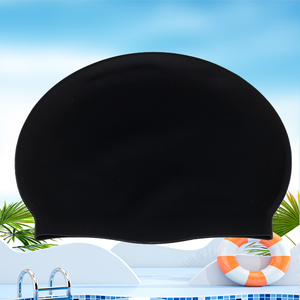xinyixuan Bonnet de bain en silicone noir, imperméable, haute élasticité, antidérapant, couleur unie, pour adultes et enfants - Product Image 1
