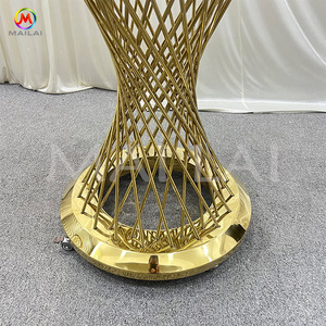 Wedding Crystal Cake <strong>Table</strong> <strong>Gold</strong> Stainless Steel Round Cake Stand Rollers Wheels Event Cake <strong>Table</strong> - Product Image 5