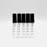 Flacon compte-gouttes cylindrique en verre gradué de 5 ml/10 ml avec bouchon à vis, tête de pulvérisation en plastique sérigraphiée pour distribution de parfum, flacon de liquide