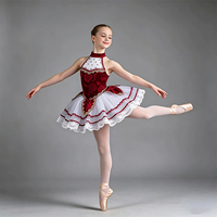 Costumes de compétition de ballet professionnels pour enfants, jupes à volants roses, robes longues, 100% polyester, vêtements de danse de scène