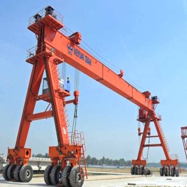 10 Ton 25 Ton PLC Controlled Remote Control Electric Single Girder Gantry Crane with Rubber Tire