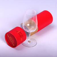 Pappe Champagner Flöte Weingläser Boxen benutzer definierte individuelle Weinglas Tube Boxen Luxus Rot und Gold Papier runde Geschenk box