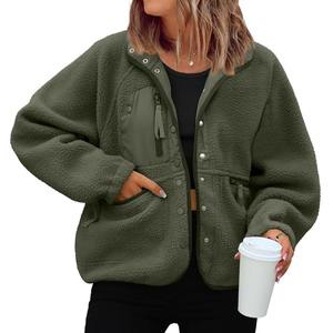 FP avec 2023TEMU pour automne hiver femmes polaire manteau sport loisirs <span class=keywords><strong>pull</strong></span> veste plaine teint fermeture éclair col montant - Product Image 5