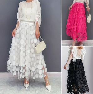 Nouvelle jupe longue décontractée en mousseline de soie pour <span class=keywords><strong>femme</strong></span>, style européen et américain, printemps-été, avec doublure - Product Image 2