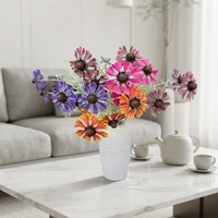 Bunga Gerbera Lafy Buatan 3 Kepala Berbahan EVA, Rangkaian Bunga Ungu Realistis untuk Dekorasi Rumah dan Pernikahan